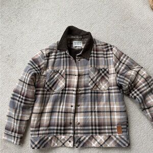 Scotch & Soda Kids Plaid Jean Jacket - Brown and Gray